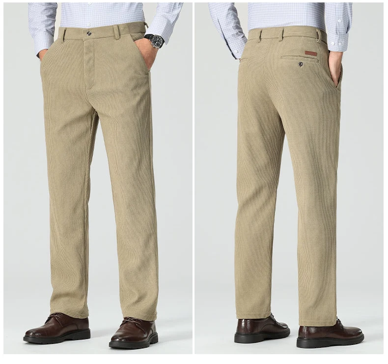 Business-Freizeithose für Herren, Cord-Anzughose, Herbst, formelle Anzughose, Braun, Marineblau, Khaki, 29–42 – Detail 4