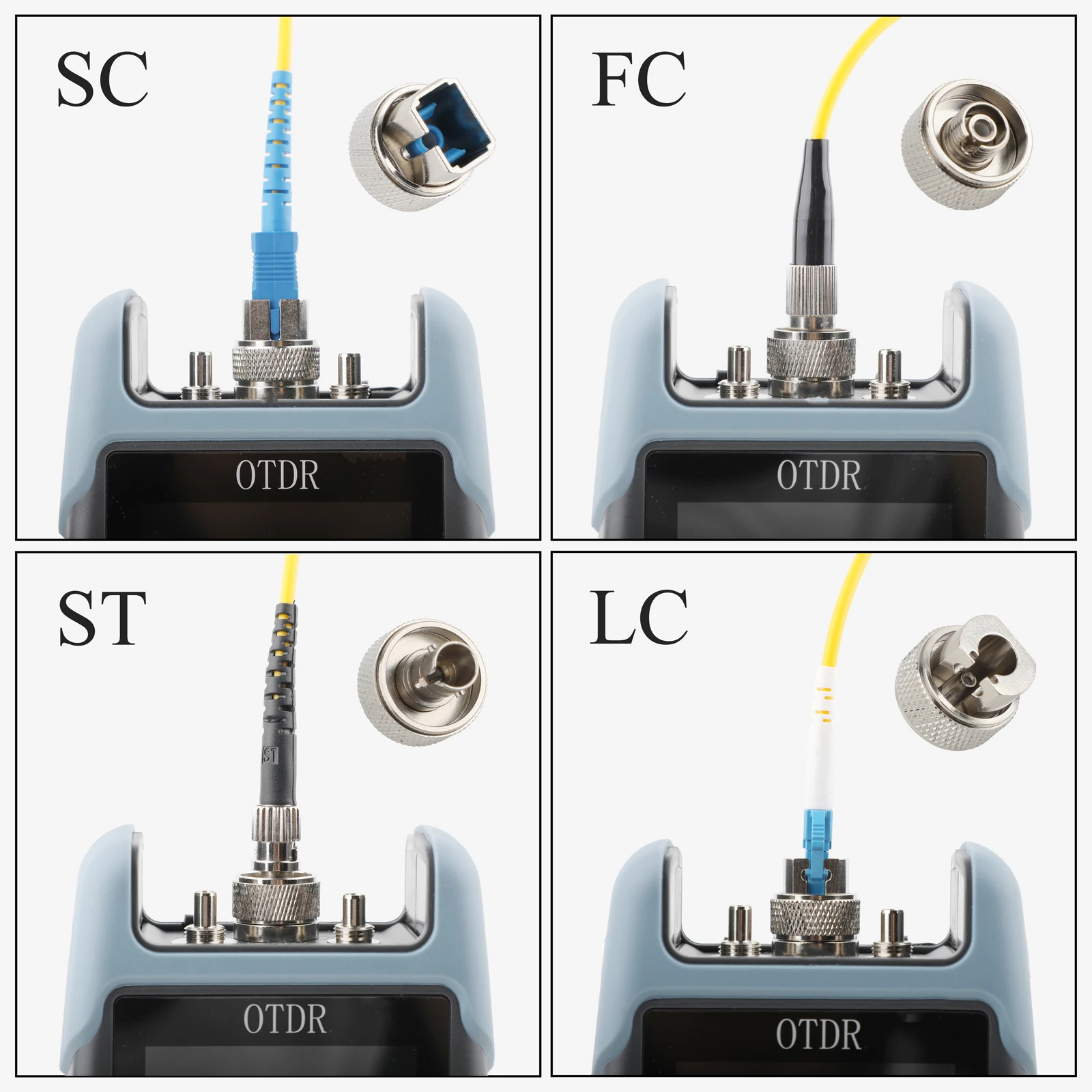 

Комплект из 8 премиальных адаптеров OTDR (SC/FC/ST/LC) с кейсом для оптоволоконных соединителей: минимальная потеря сигнала для надежного тестирования OTDR