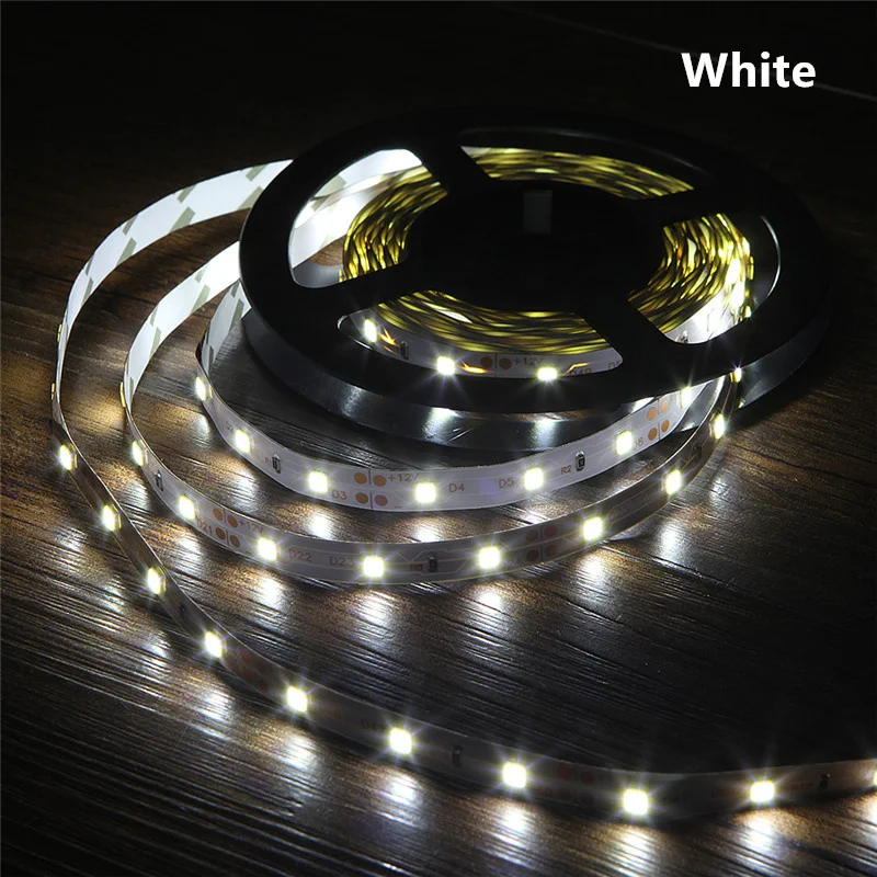 Tira de luces LED Flexible para decoración de sala de estar y dormitorio, tira de luces RGB de 12V CC, SMD 2835, 5050, Blanco cálido, azul, verde y