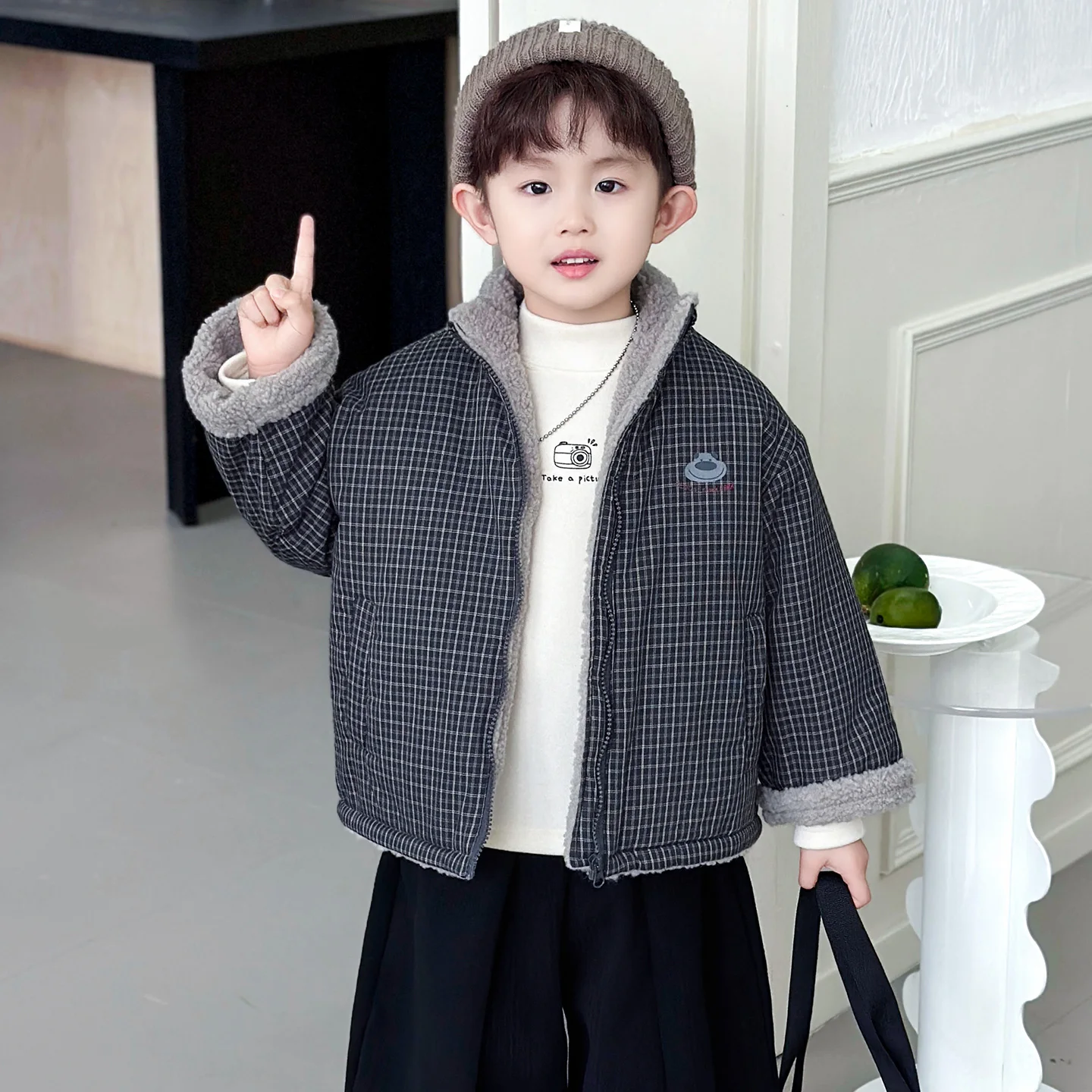

Утепленная фланелевая детская хлопковая куртка для мальчиков, осенне-зимняя, в клетку, теплая, модная, молодежная, водонепроницаемая