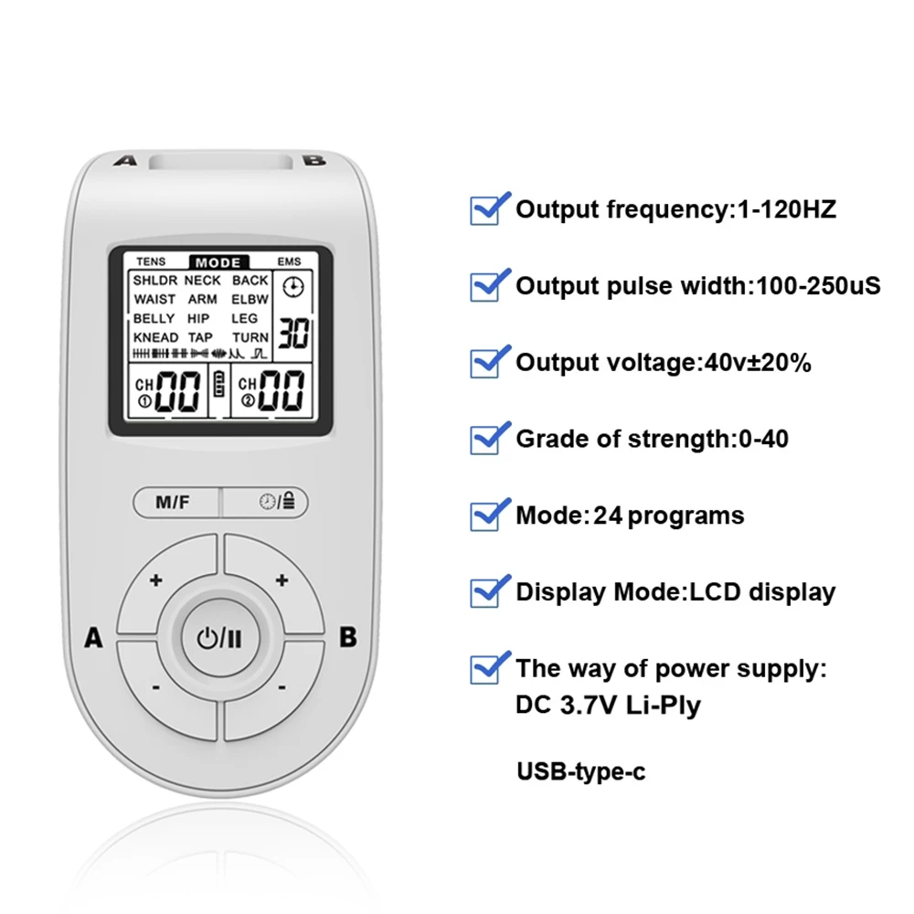 جهاز علاج طبيعي بنبض منخفض التردد ، جهاز تدليك الوخز بالإبر للجسم EMS ، عضلات عصبية على مستوى 40 ، محفز كهربائي ، وضع 25