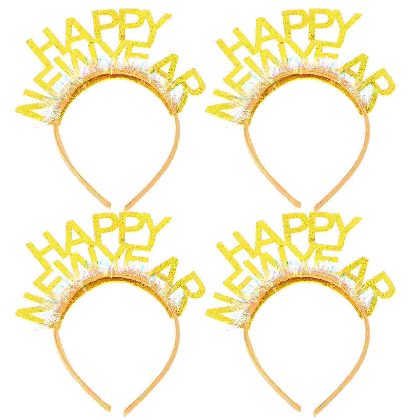 

4 Pcs Glitter Happy New Year Headband Women Girls Party Golden Sequins Decorative Festive Atmosphere New Years Eve Unique Chic