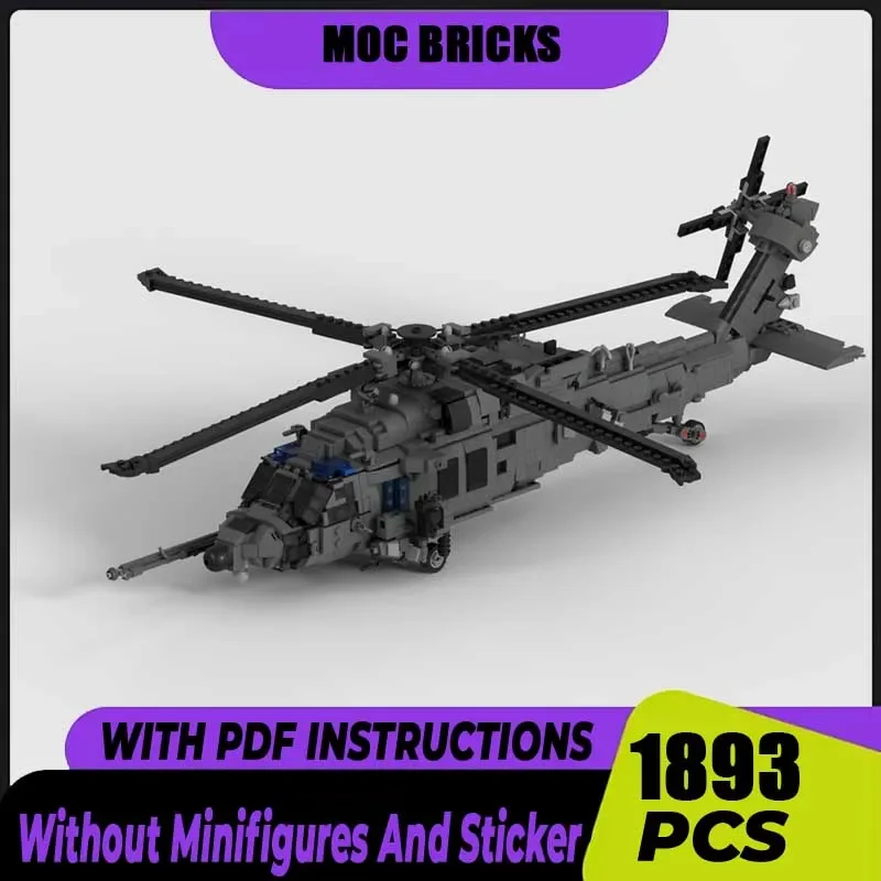 

Модель вертолета Moc, строительные кирпичи HH-60W «виски», Jolly Green II, модель, технология, модульный блок, игрушка, набор «сделай сам», сборка, подарки
