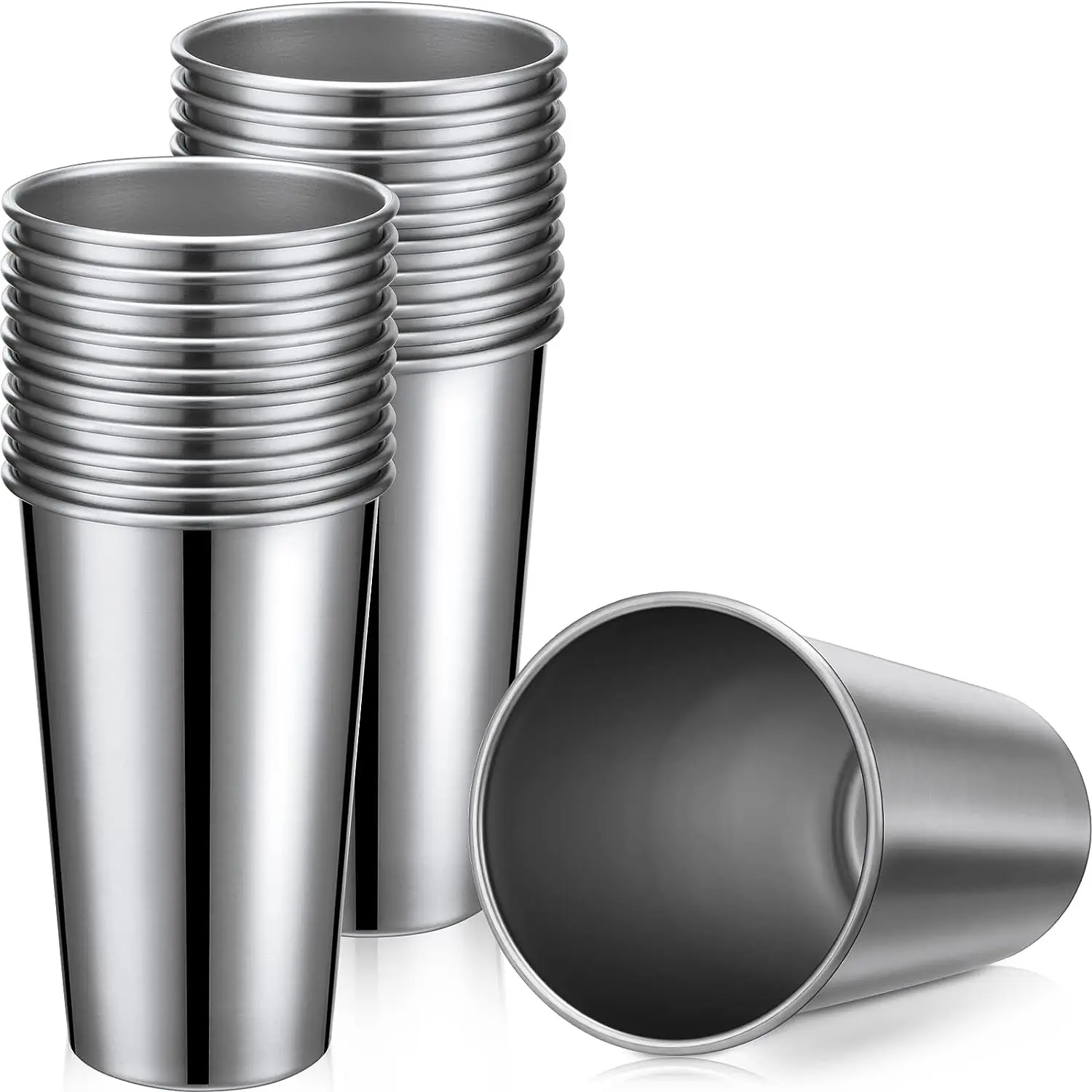 4er-Pack 24oz 700ml Edelstahl-Pintbecher, gesund, unzerbrechlich und stapelbar, Metall-Trinkgläser
