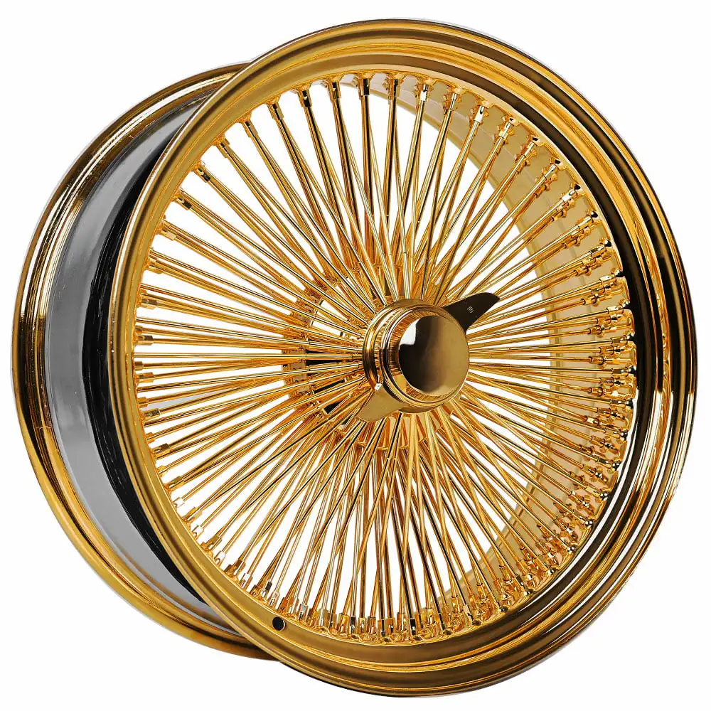 【Hot】13x7 14x6 14x7 17x9 13 14 15 16 17 18 20 22 Inch Cross Lace MG MGA MGB All Gold Spoke Wire Wheels