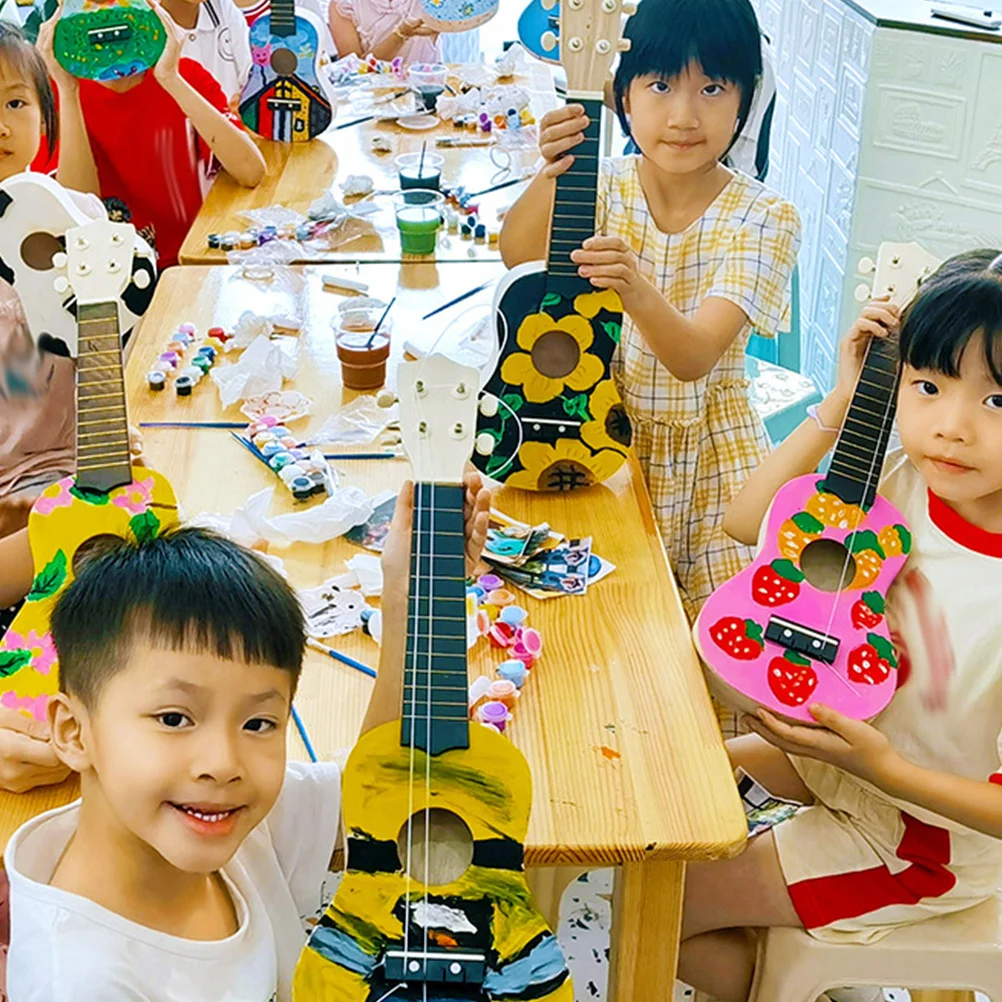 

1Set Ukulele DIY Kit Handmade Wood Ukulele Kit DIY Paintable Surface Easy Assembly Complete Craft Supplies for Beginners