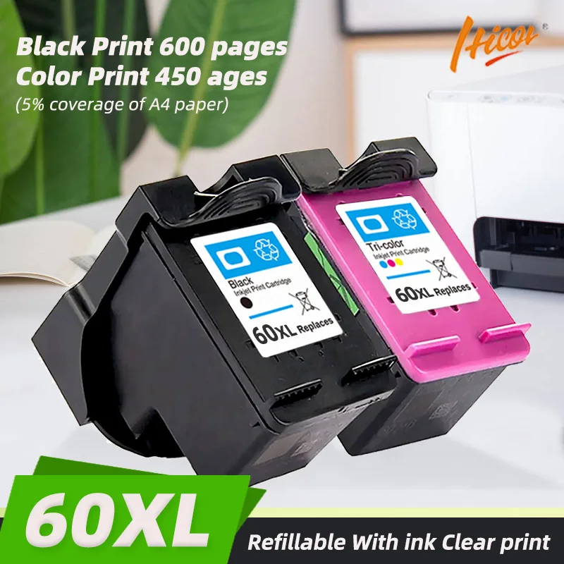 

Hicor Remanufactured Ink Cartridge Combo Pack for HP 60XL 60 XL CC641WN CC644WN for C4680 D110 D2680 D1660 D2530 F2430 F4210