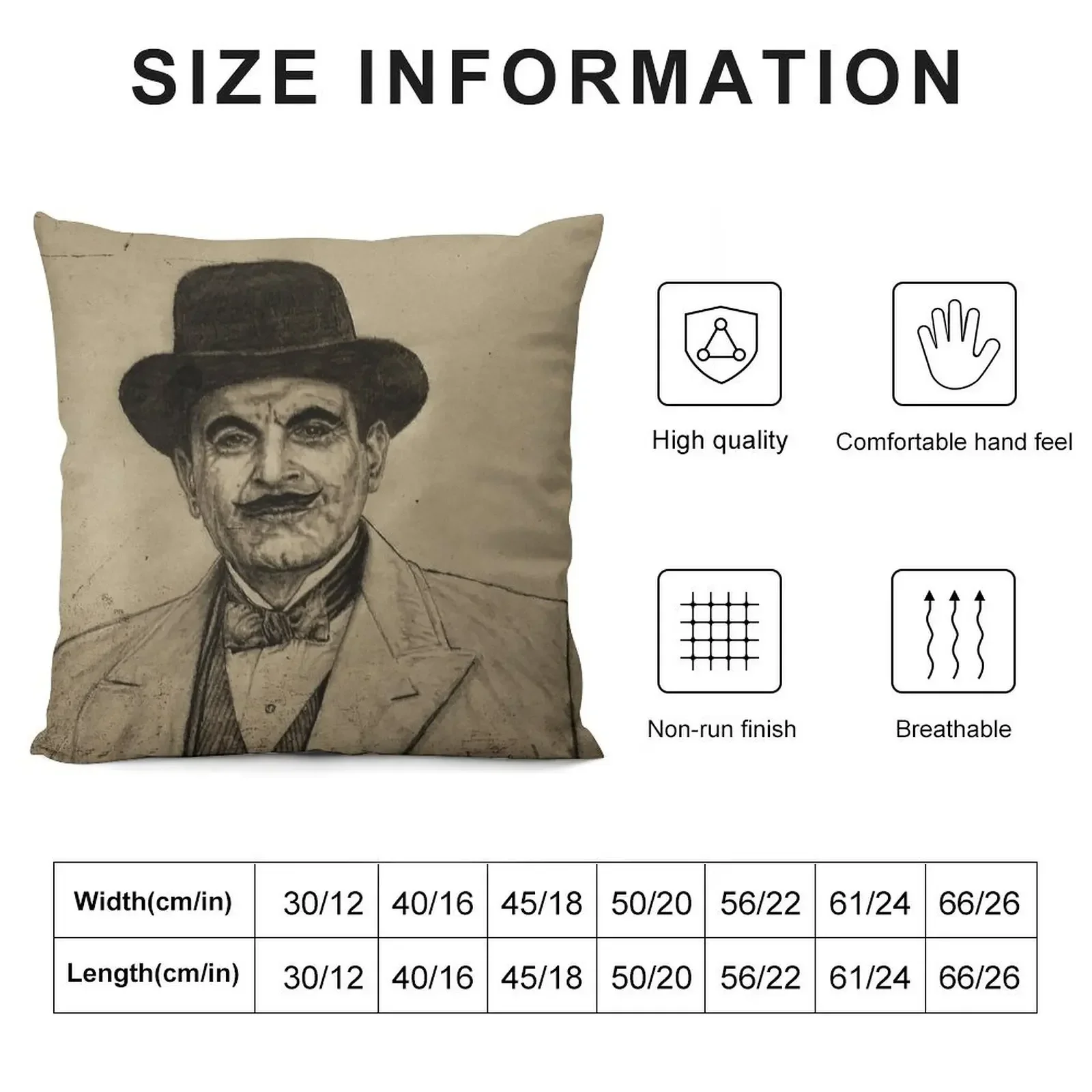 Hercule Poirot (David Suchet) Throw Pillow Sofa Cushions Embroidered Cushion Cover Throw Pillow Covers pillow