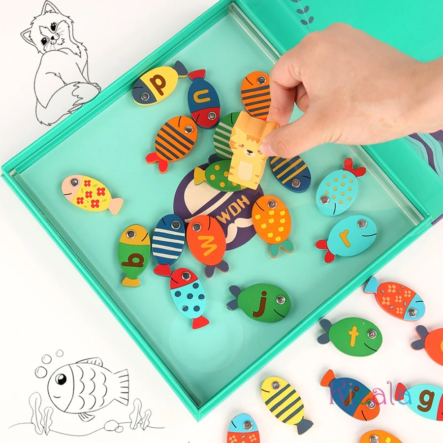 Kids Montessori Educational Wooden Math Toys Children Busy Board Count Shape Colors Match Fishing Puzzle Learning Toys Gifts