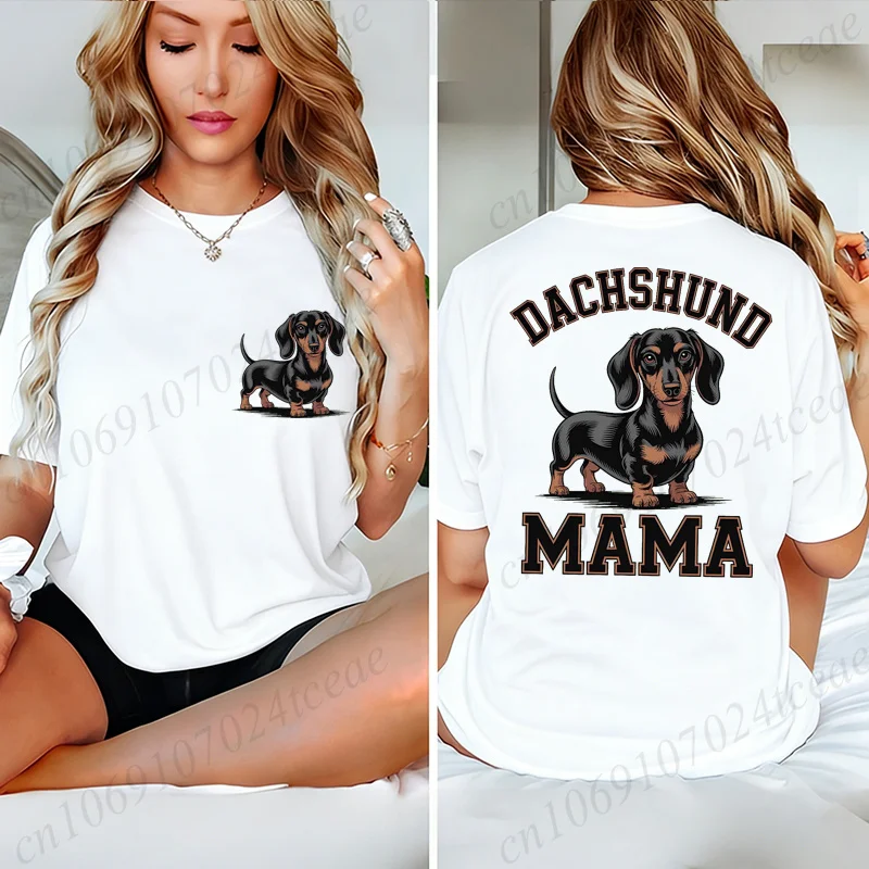Футболка с рисунком Dachshund Mama для женщин, повседневные летние футболки с короткими рукавами и круглым вырезом, футболки Dachshund Mama для любителей домашних животных, подарки