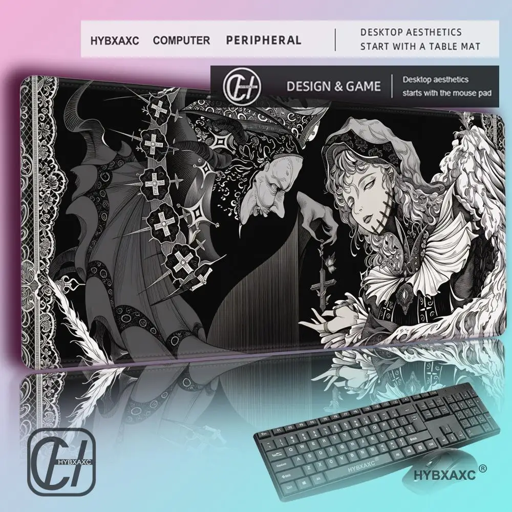 

HYBXAXC Cool Black Angel Fairy Tale Rubber Desktop Mouse Pad Anti-Slip Durable Pc Accessories Laptop Study Keyboard Desk Mat