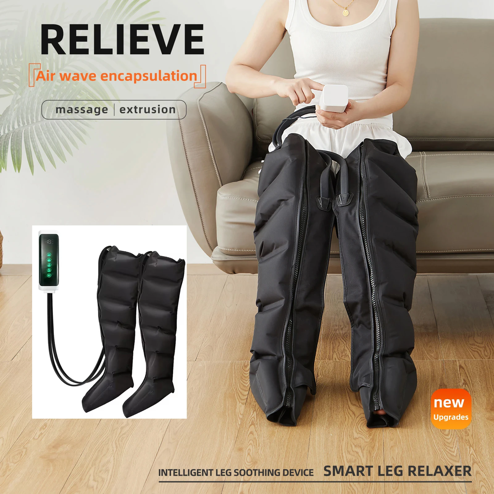 Air Pressure Leg Massager Foot Massage Boots Kneading Squeeze Deep Relaxation Calf With Remote Control to Relieve Varicos Veins