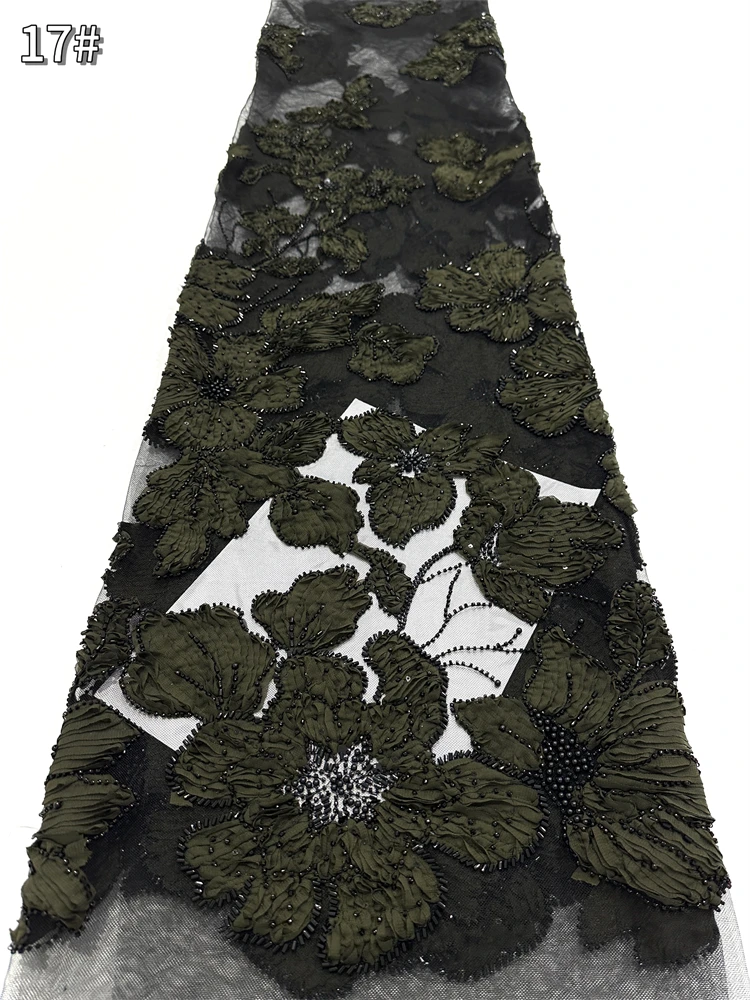 แอฟริกันภาษาฝรั่งเศสคําTulleเจ้าบ่าวลูกปัดผ้าลูกไม้ 5 หลา 2025 คุณภาพสูงลูกไม้ไนจีเรียผ้าแอฟริกันลูกไม้ผ้าสําหรับงานแต่งงาน