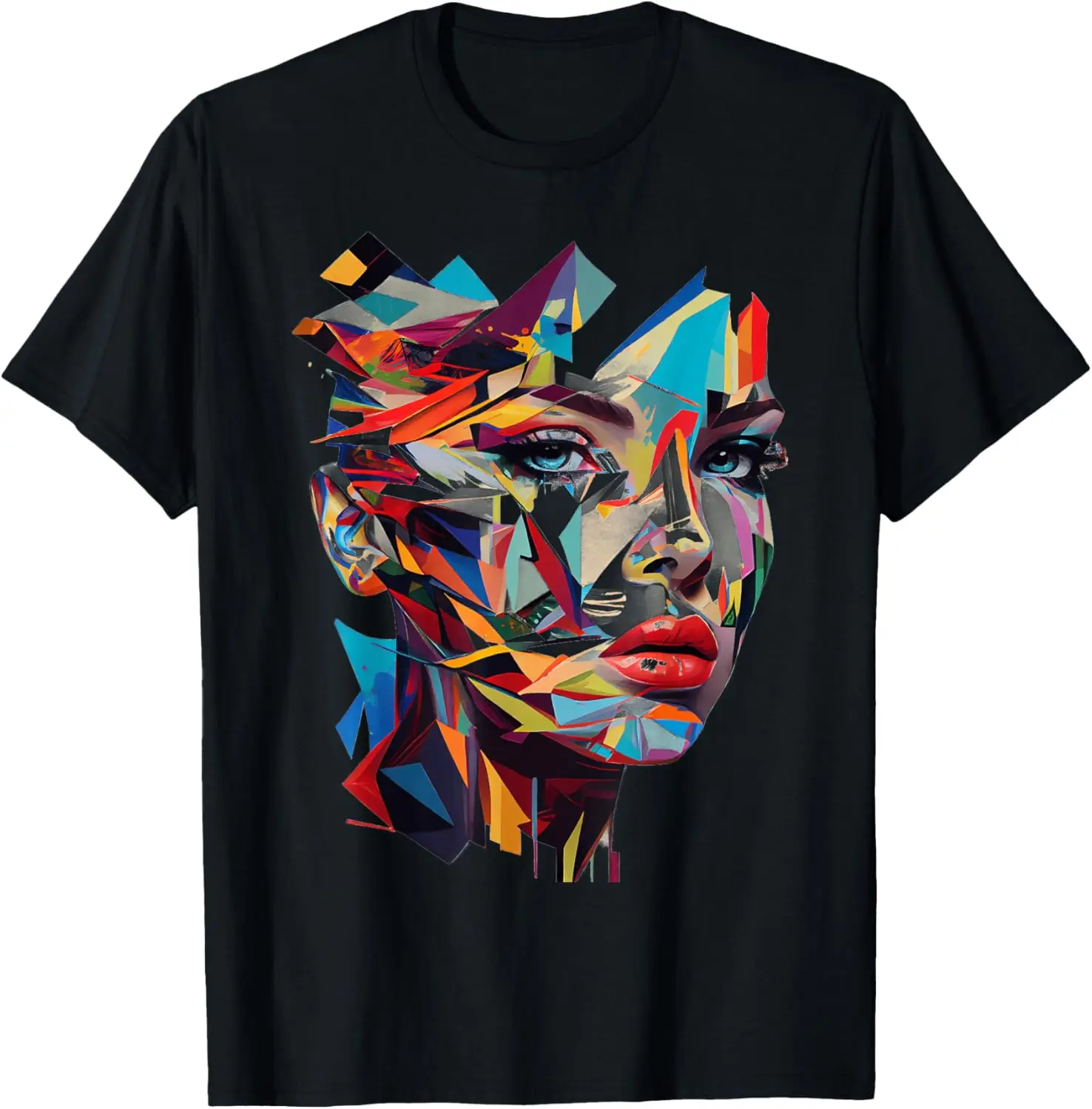 

Abstract Colorful Woman Art Face Graphic Tees for Men Women T-Shirt