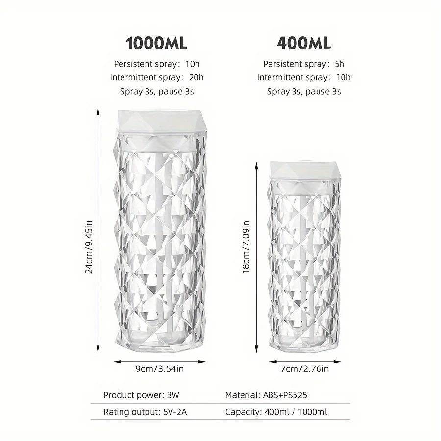 Difusor de óleo ultrassônico portátil e umidificador de ar, capacidade de 400ml/1000ml, perfeito para casa, escritório e presente, fofo a, 1 peça