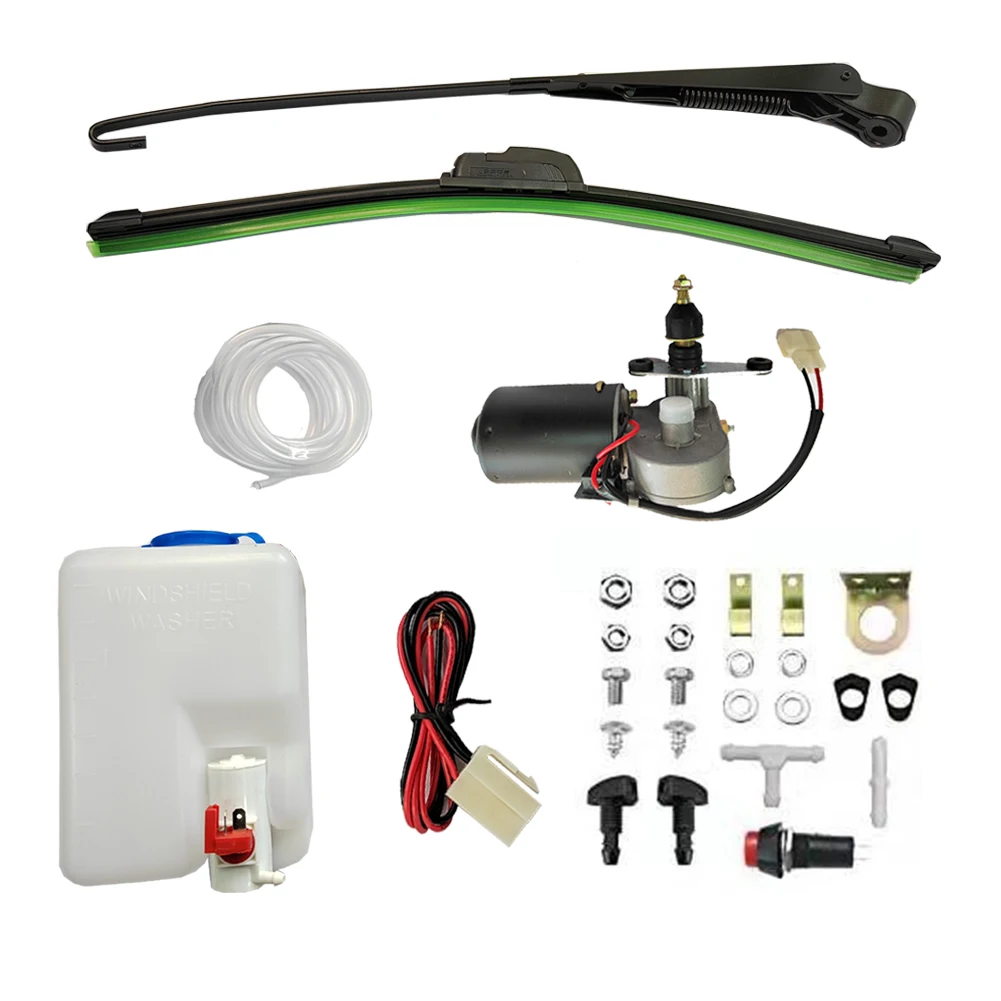 Universal 12V UTV ATV Electric Motor Windshield Wiper Motor Kit with Washer Pump Bottle Assembly for Can-Am Polaris RZR 800 900