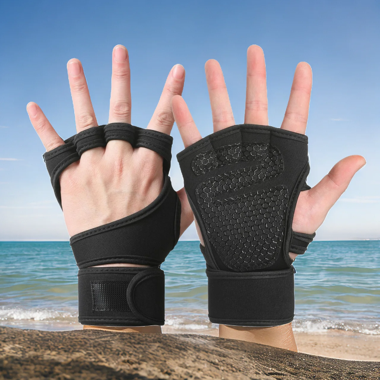 

Finger Cycling Waterproof Road Biking Mesh Half Breathable Touchscreen Bike Anti-Slip Windproof Mountain Gloves Full Finger