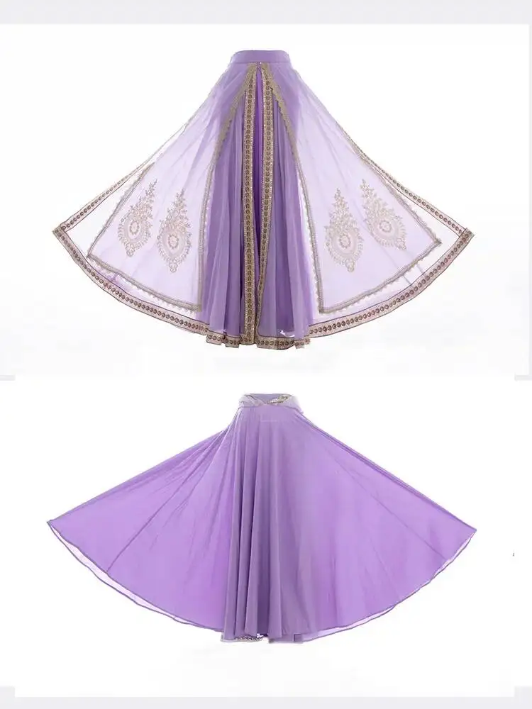 Huangyue  Loulan Princess Dress Exotic Western Region Ethnic Outfit Chinese Hanfu Stage Performance Embroidery Long Costume Set