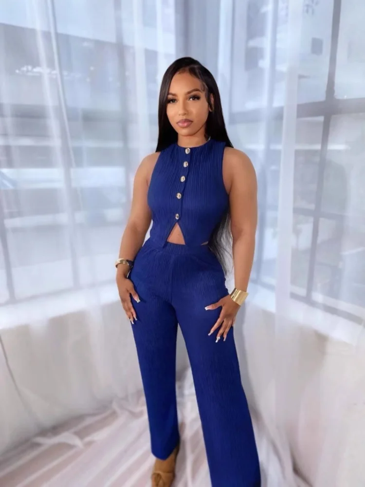 

Костюм Sister Star, модный индивидуальный уличный тонкий жилет, широкие брюки с высокой талией, темпераментный комплект для поездок на работу, комплект из двух предметов