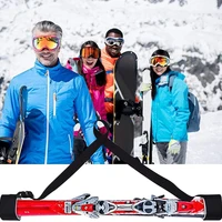 New Skiing Pole Shoulder Hand Carrier Lash Handle Straps Adjustable Buck Hook Loop Protecting Black Nylon Ski Handle Strap Bag 6