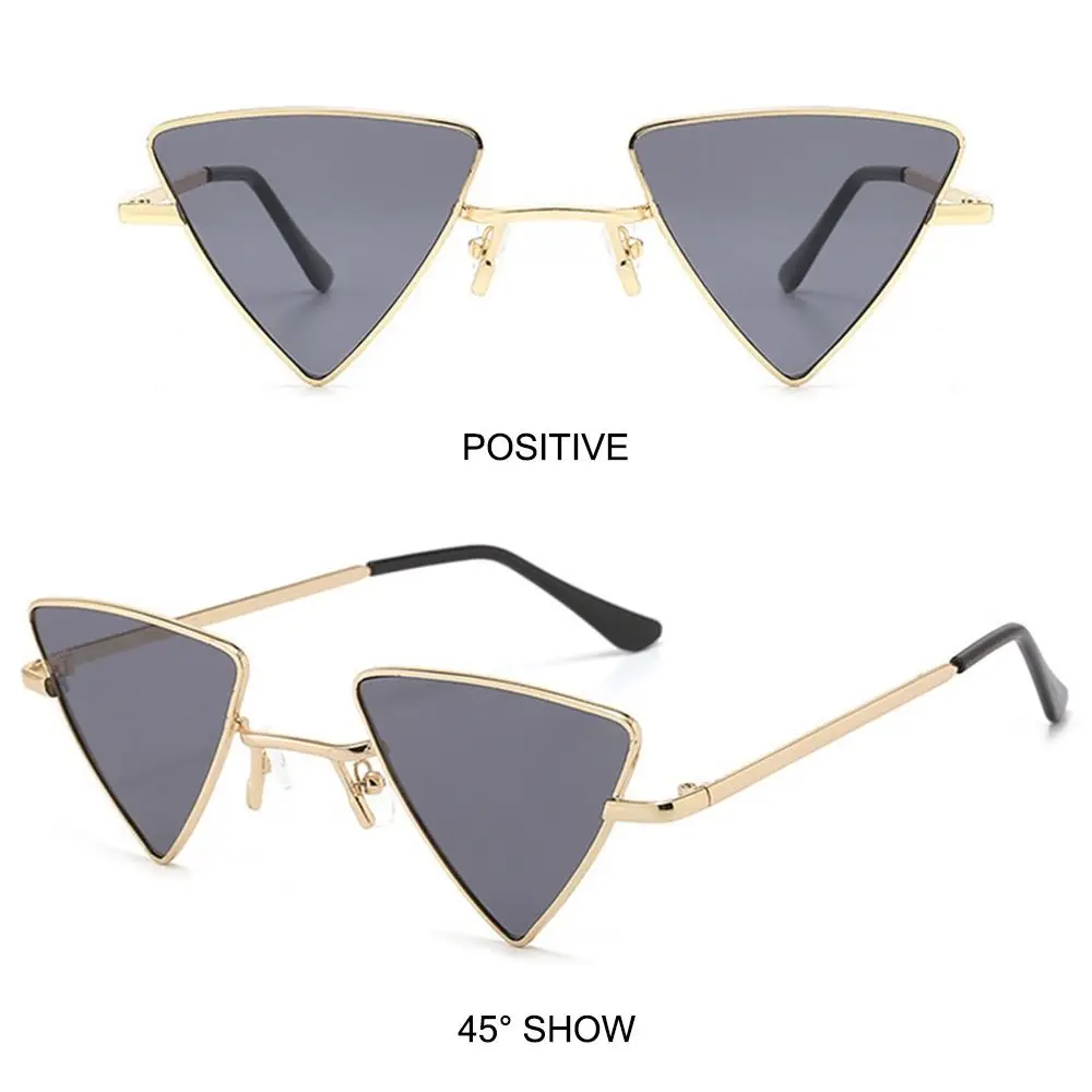 Triangular Small Hippie Sunglasses Metal Frame Tinted Colorful Lens Sun Glasses for Women & Men UV400 Protection Eyeglasses