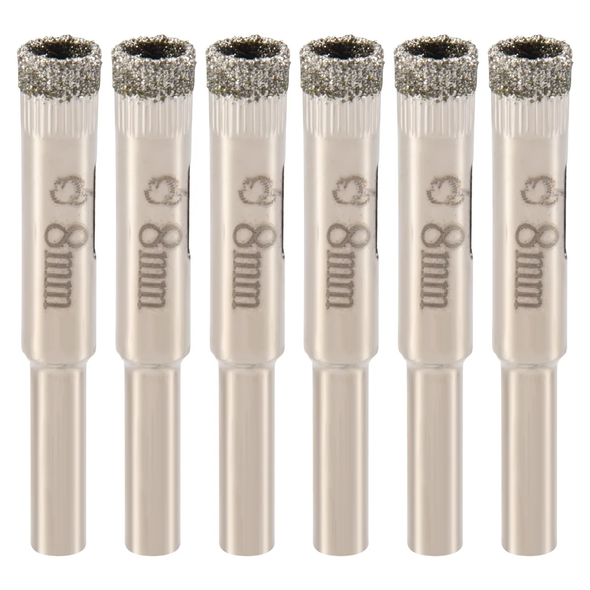 AT16 6 Pcs 8mm Diamond Core Drill Bits Ceramic Tile Glass Hole Saw