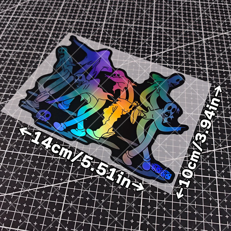 1PC Holographic Rainbow Ghost Dance Vinyl Sticker Waterproof Durable Decor Decal for Laptop Phone Car Skateboard