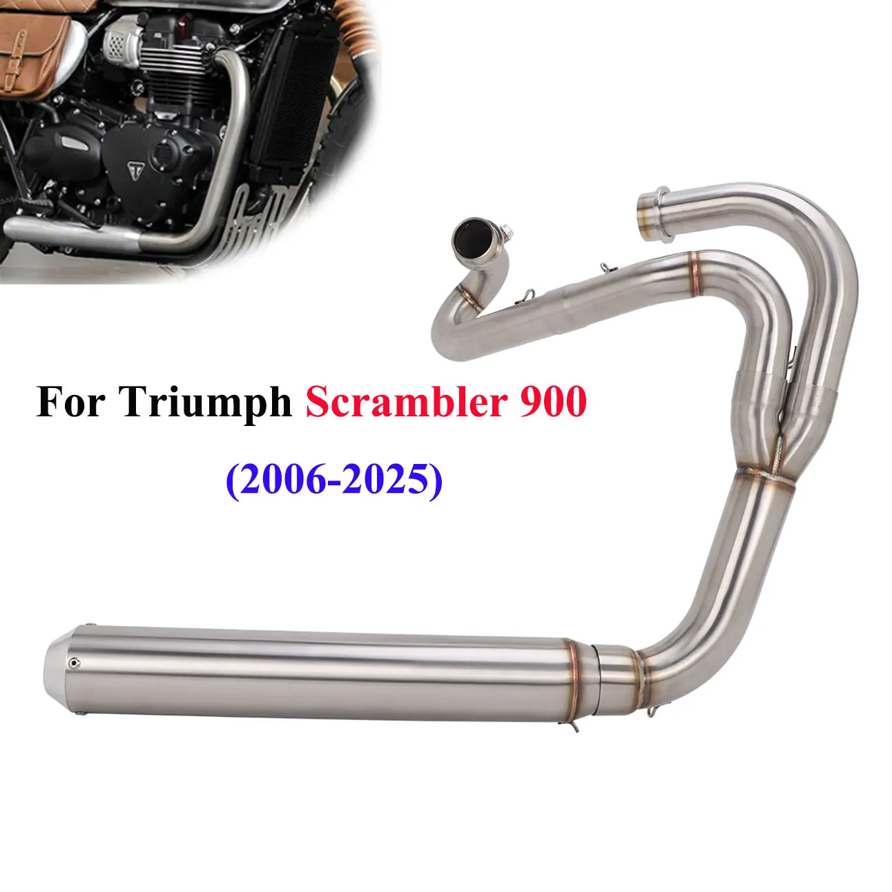 Slip On For Triumph Scrambler 900 Street Scrambler 2006-2025 Motorcycle Exhaust Full System Front Link Header Low Mount