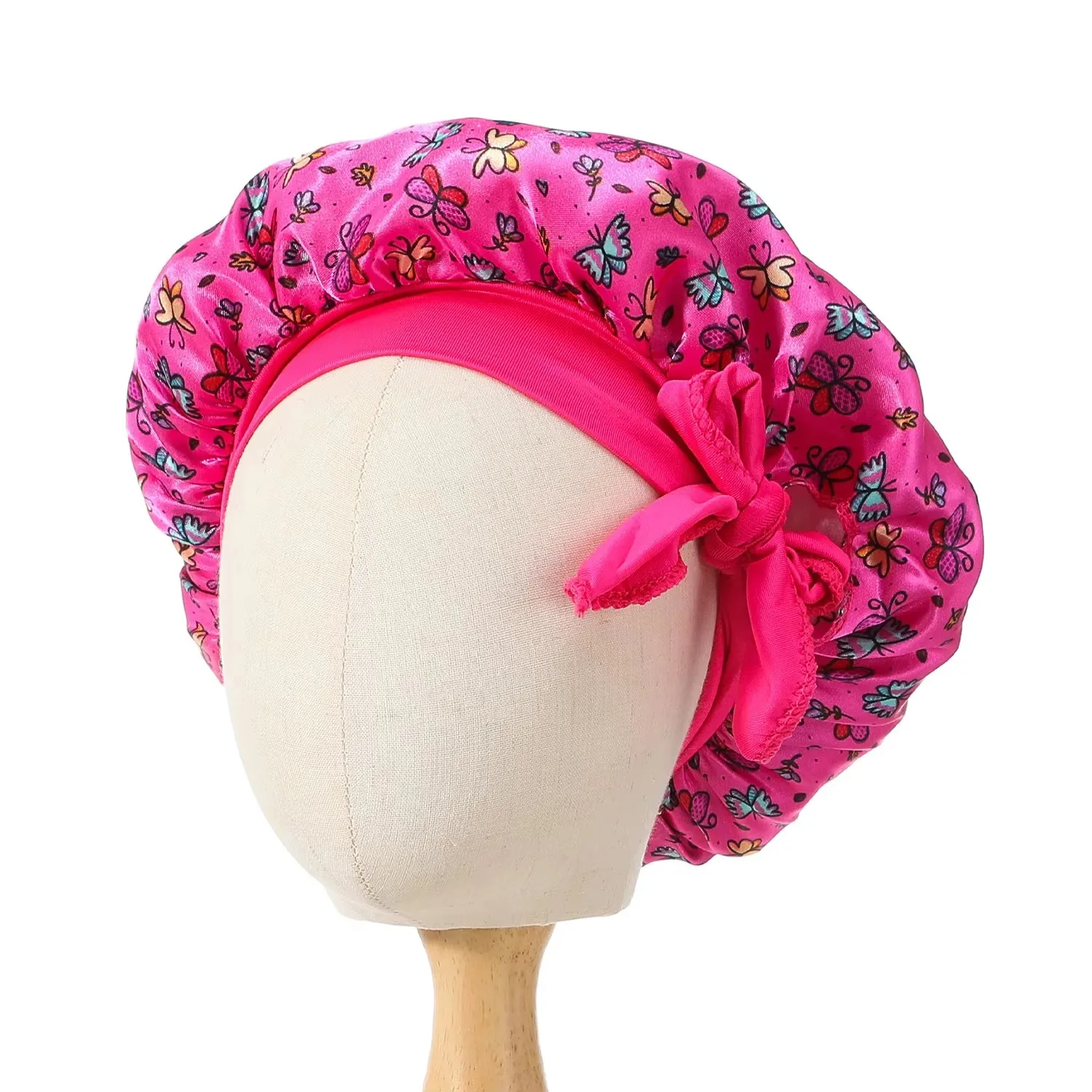 Satin-Mütze für Baby-Haarpflege, Nachtschlaf, Seidenmütze, Mütze für Neugeborene, Mädchen, Kinder, Schlafmütze, Mütze für Kinder, Kochmütze – Detail 5