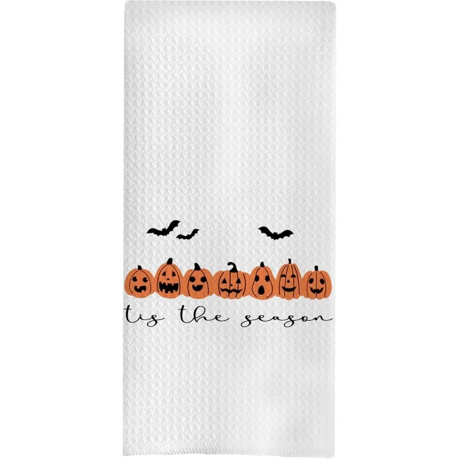 

Хэллоуин Ванная комната Полотенца для рук Осенние декоративные вафельные кухонные полотенца Тыква Блюдо Чайные полотенца 16x24 Ihes