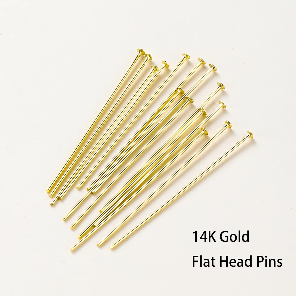 100 teile/los 14K 18K Gold Überzogene 16-50mm Kugelkopf Pins DIY Schmuck Machen Erkenntnisse Messing Metall Flachkopf Auge Kopf Pins Liefert