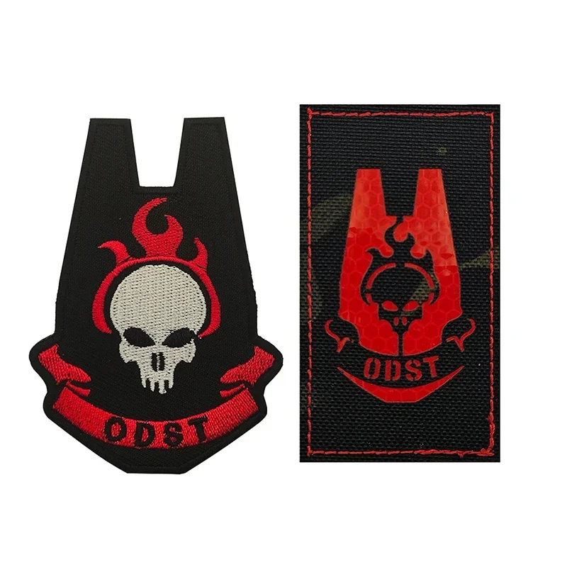 ODST embroider Hook and loop patch Hell Paratrooper Reflective Badge Game Tactical Morality Badge  clothing backpack patches