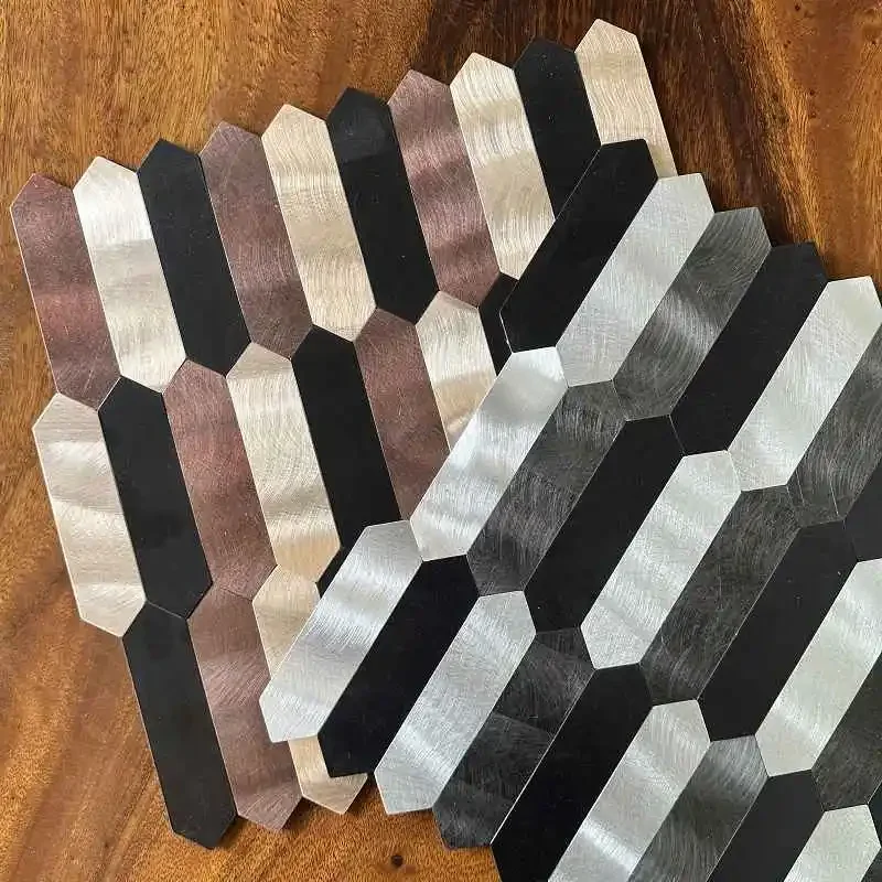 

4pcs/lot Mosaic Wall Tile Peel And Stick Self Adhesive Waterproof Aluminum composite lozenge Kitchen Bath Tile Backsplash 91