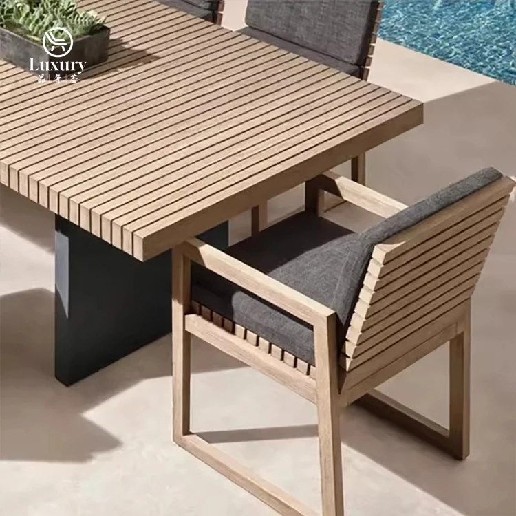 

Изготовленный на заказ уличный обеденный гарнитур из массива дерева: стол и стулья для сада, виллы, отеля