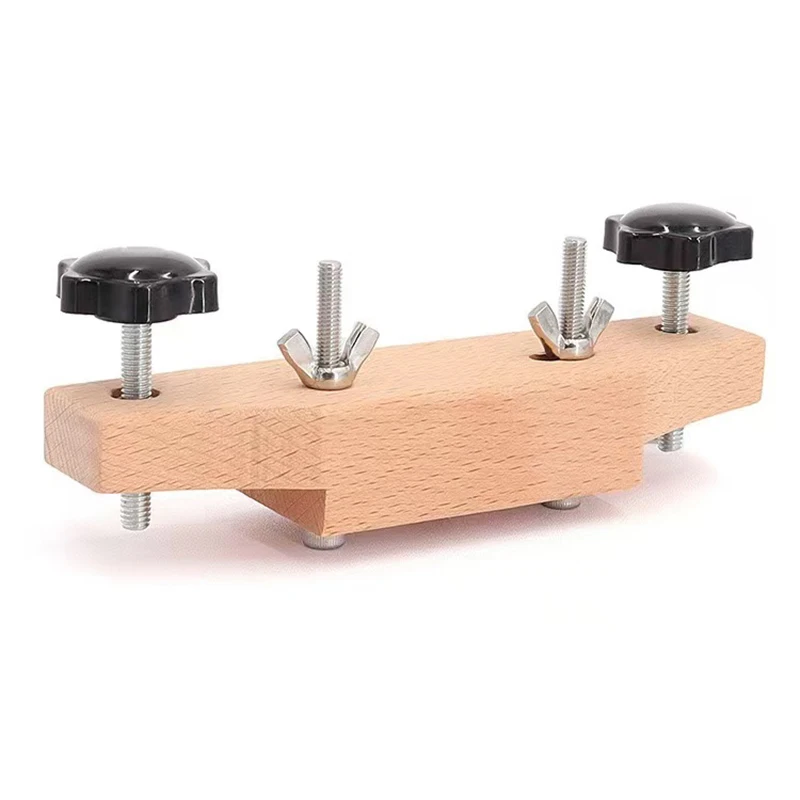Solid Wood Guitar Bridge Clamp Set with Wooden Block & L-Wrench for Entry Level Acoustic Folk Guitar Luthier Repair & Care Tools view 2