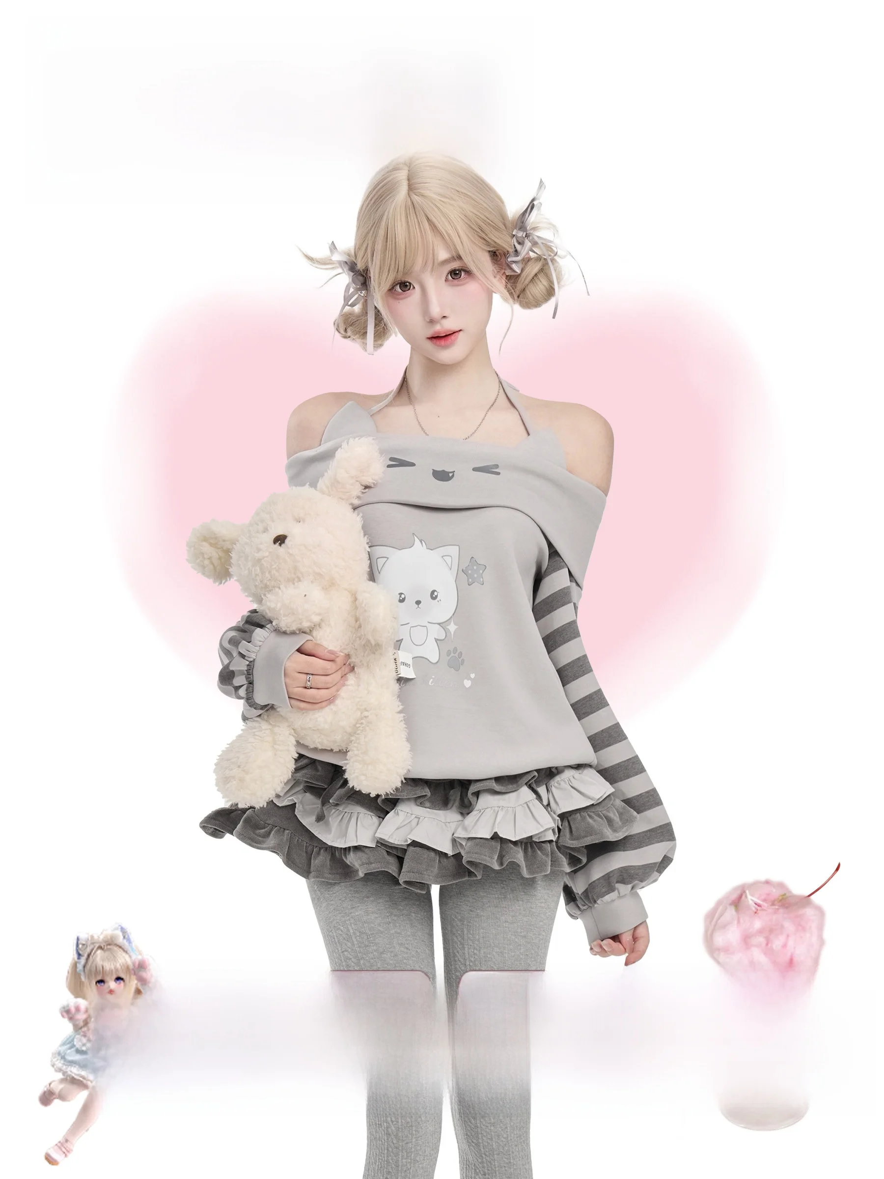 

Повседневный комплект: топ на одно плечо в полоску и юбка средней длины для девочек