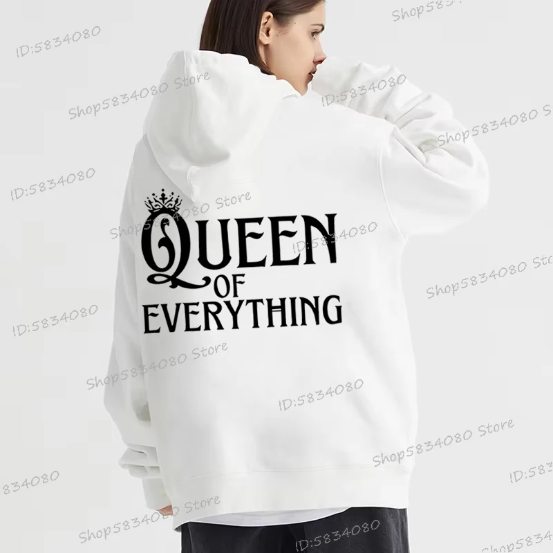 زوجين هوديس مضيئة ملك أي مكان يسار وملكة كل شيء للجنسين ملابس كاجوال يومية النساء الرجال رياضية مقنعين #4