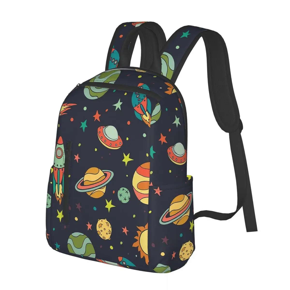 Space Adventure Planets And Rockets Student Backpack School Bag Hiking Travel Daypack for Boys Girls Bookbag Shoulder Bags