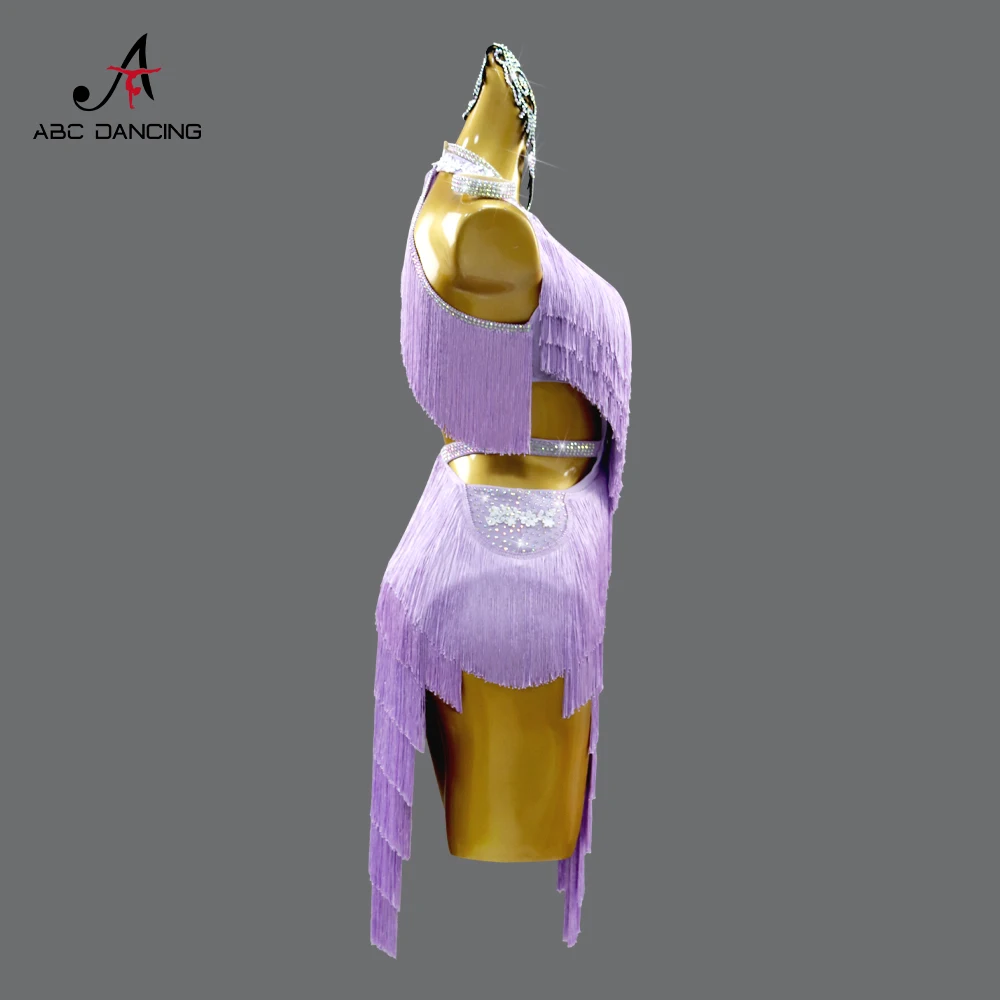 ラテンダンスドレスダンスウェアスカートレディーススーツ競技衣装新 2025 エレガントなラインストーン子供服パーティーガールズミディウエディング