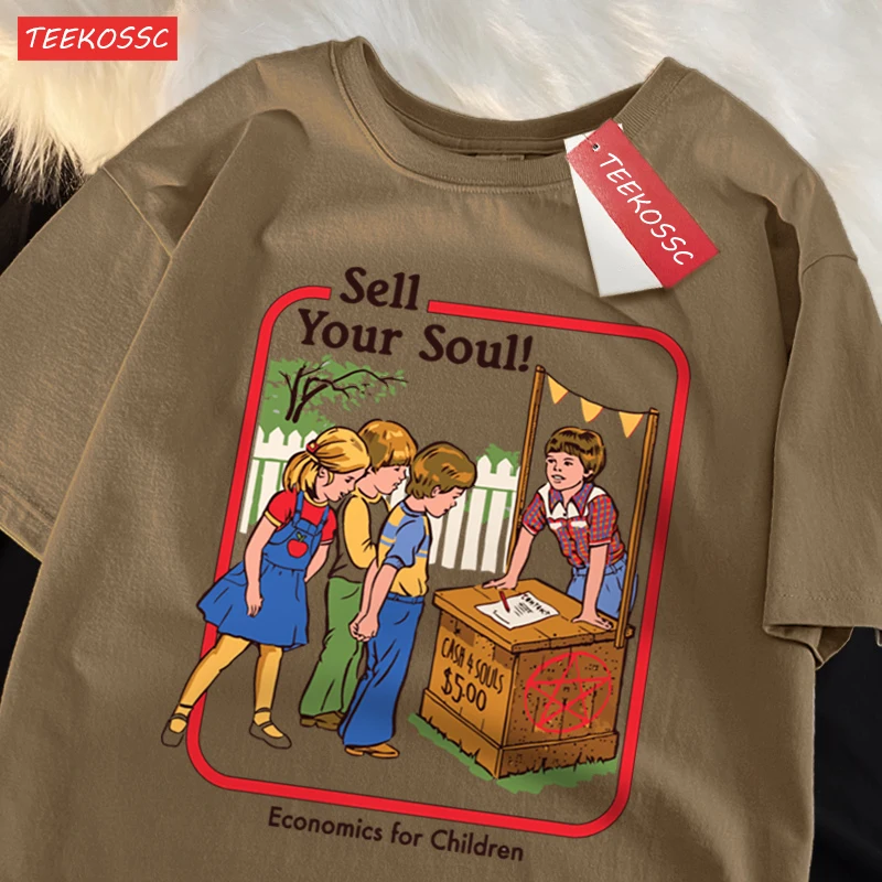 Sell Your Soul Economics For Children T Shirt Male Fashion O-Neck T Shirts Hip Hop Quality Casual Cotton T-Shirt Short Sleeve