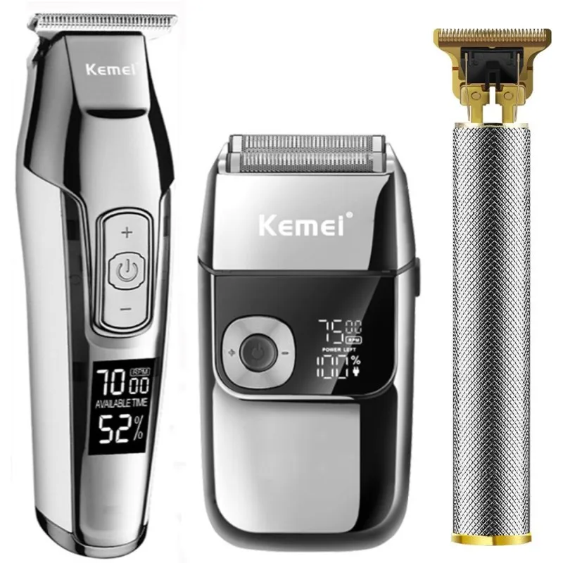 

Kemei Hair cutting machine Clippers Electric shaver for men 3-piece set kemei Clipper trimmer for men USB charging Hair trimmer