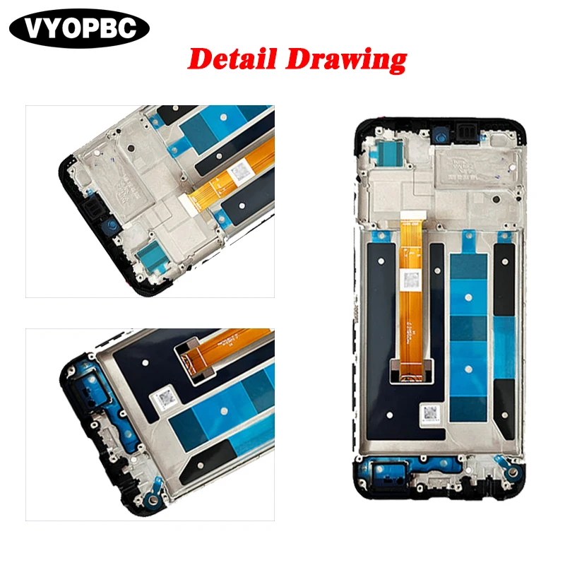 6.72\'\'Pantalla For OPPO Realme C55 Full With Frame RMX3710 LCD Display Touch Screen Digitizer Assembly Replacement Repair Parts