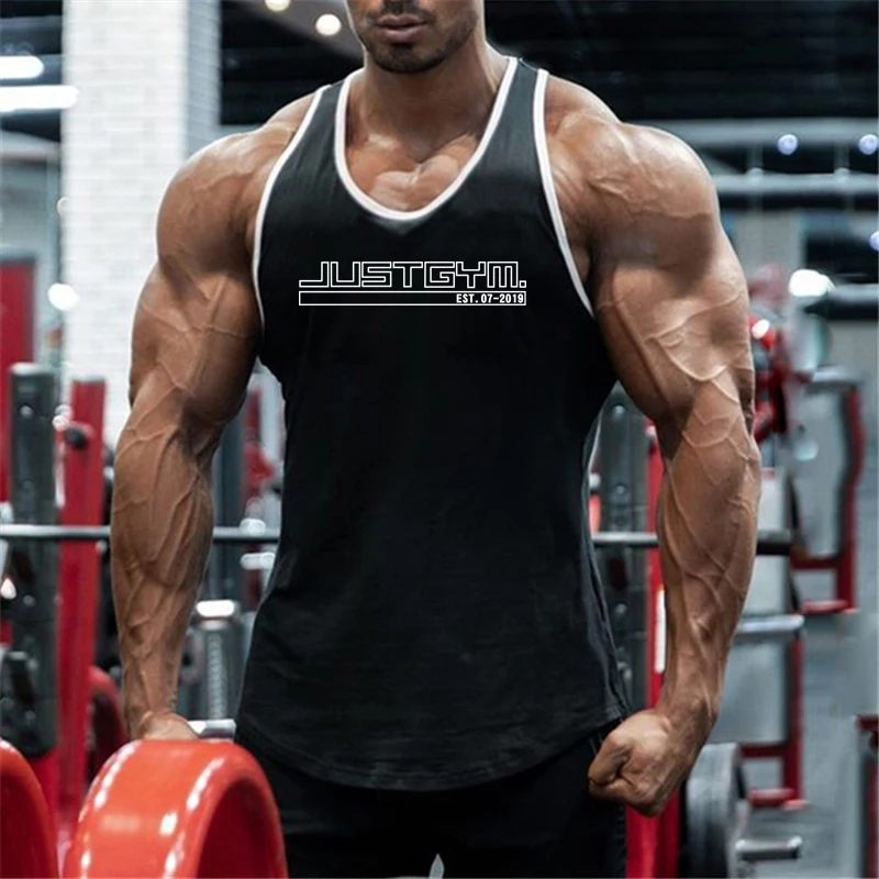 Men Cotton Singlet Sleeveless Tank Top Bodybuilding Vest Gym Workout Fitness Training Muscle Shirt Summer Sports Casual Clothing
