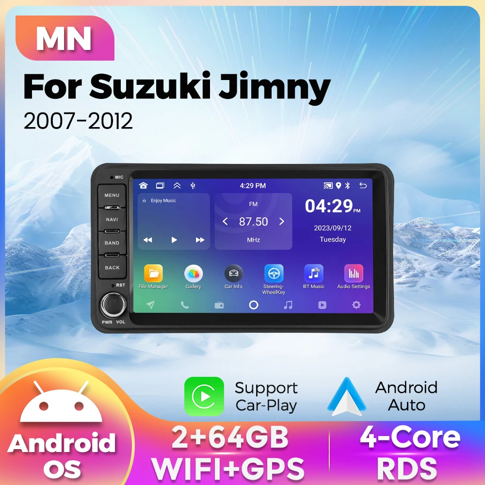 MEKEDE 7-Zoll-Android-Autoradio 2+64GB für Suzuki Jimny 2007-2012, kabelloses Carplay, Multimedia-Player, FM, RDS, BT, GPS, Autonavigation