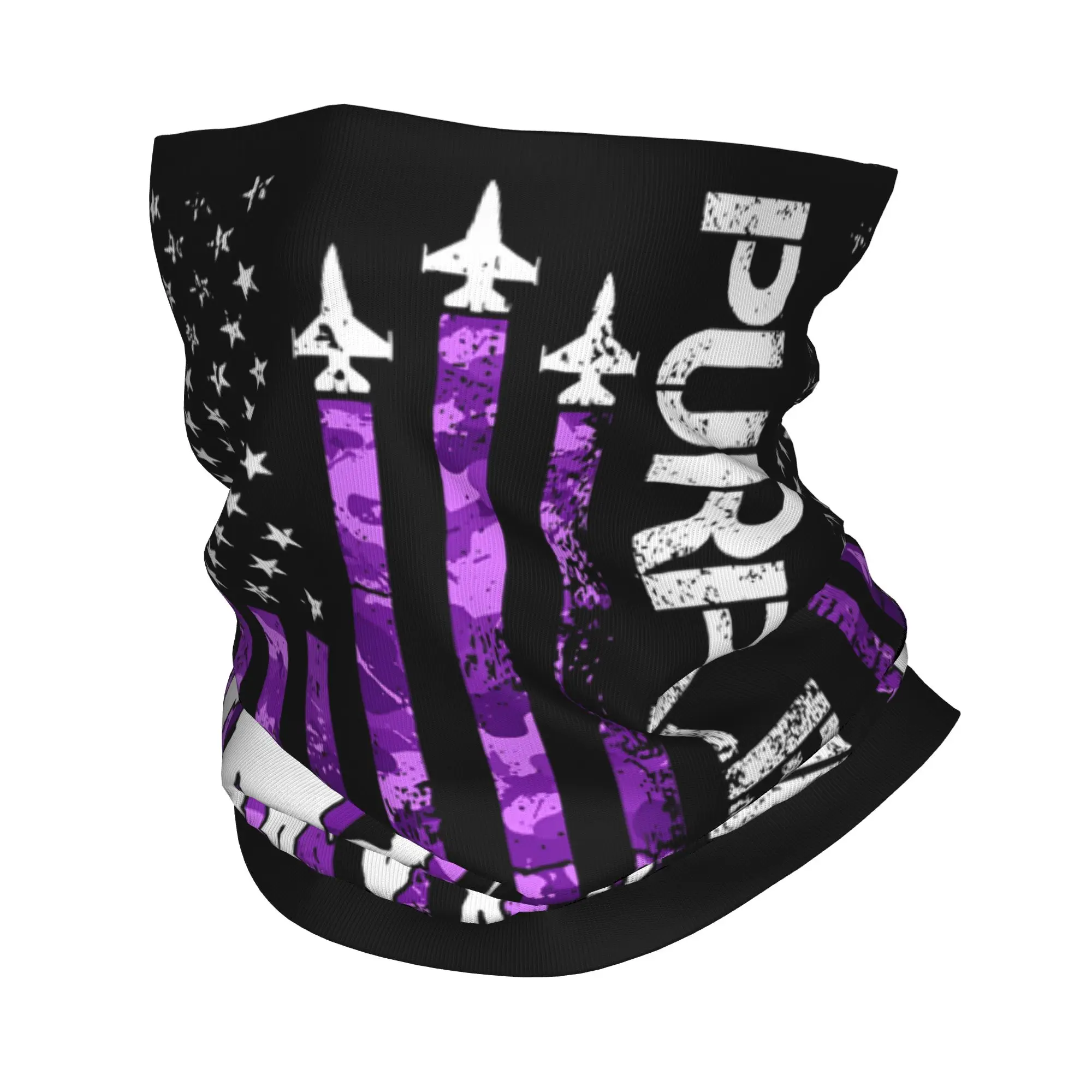 

Purple Up For Kids Military Child Month USA Flag Bandana Neck Gaiter Balaclavas Face Scarf Printed Headband Outdoor Unisex Adult