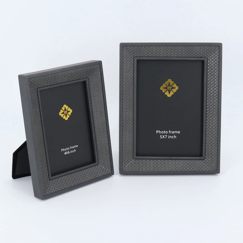 Creative Leather Photo Frame Stylish Desktop Metal Decor for Bedroom Premium Quality Leather Picture Frame Tabletop Display