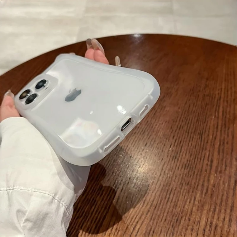 Funda de teléfono linda transparente con orejas de gato y correa colgante para iPhone 16 Pro Max 15 Pro Max 14 13, estilo coquette minimalista protectora 4