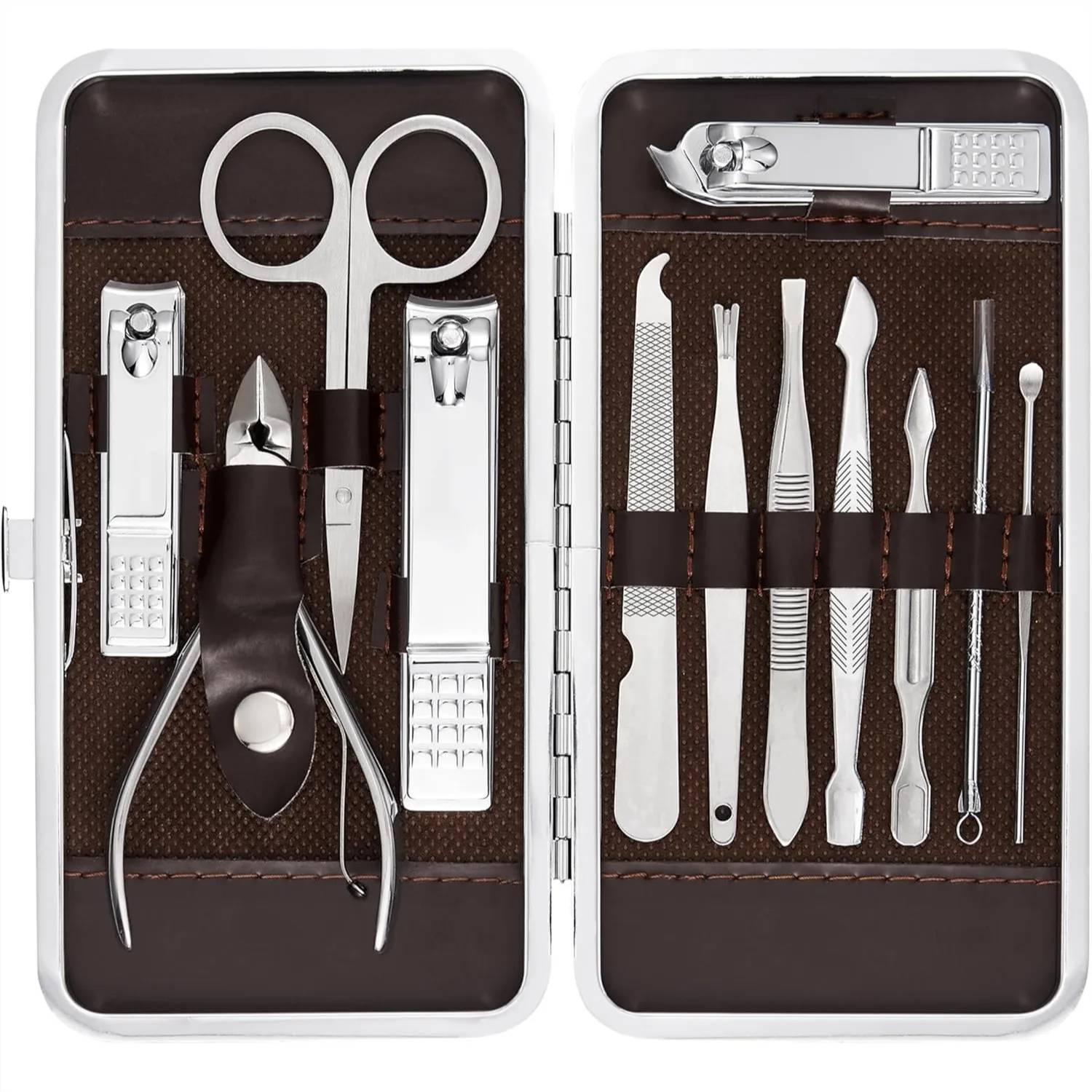 

12-Piece Manicure and Pedicure Kit with Nail Clippers, Facial Tools, Travel Case for Men Women