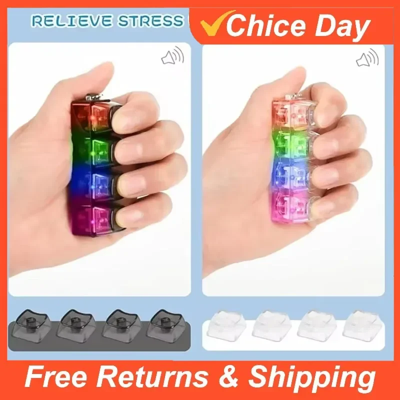 Light Up Keyboard Keychain Stress Relief Clickable LED Button Toy for People with Anxiety Office Desk Accessory Car Amagi
