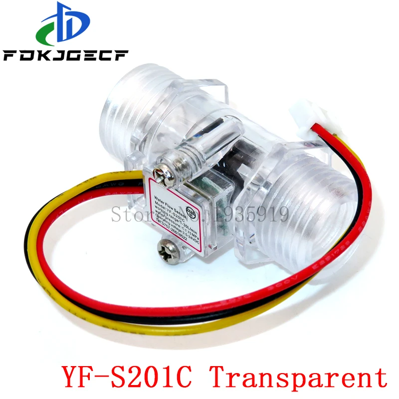 Transparent Black Flow Meter YF-201C Water Flow Sensor Turbine Flow Meter 4 Points Flow Sensor